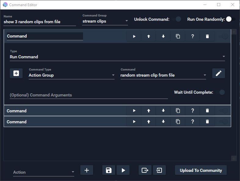 Action Group that runs the random video command three times